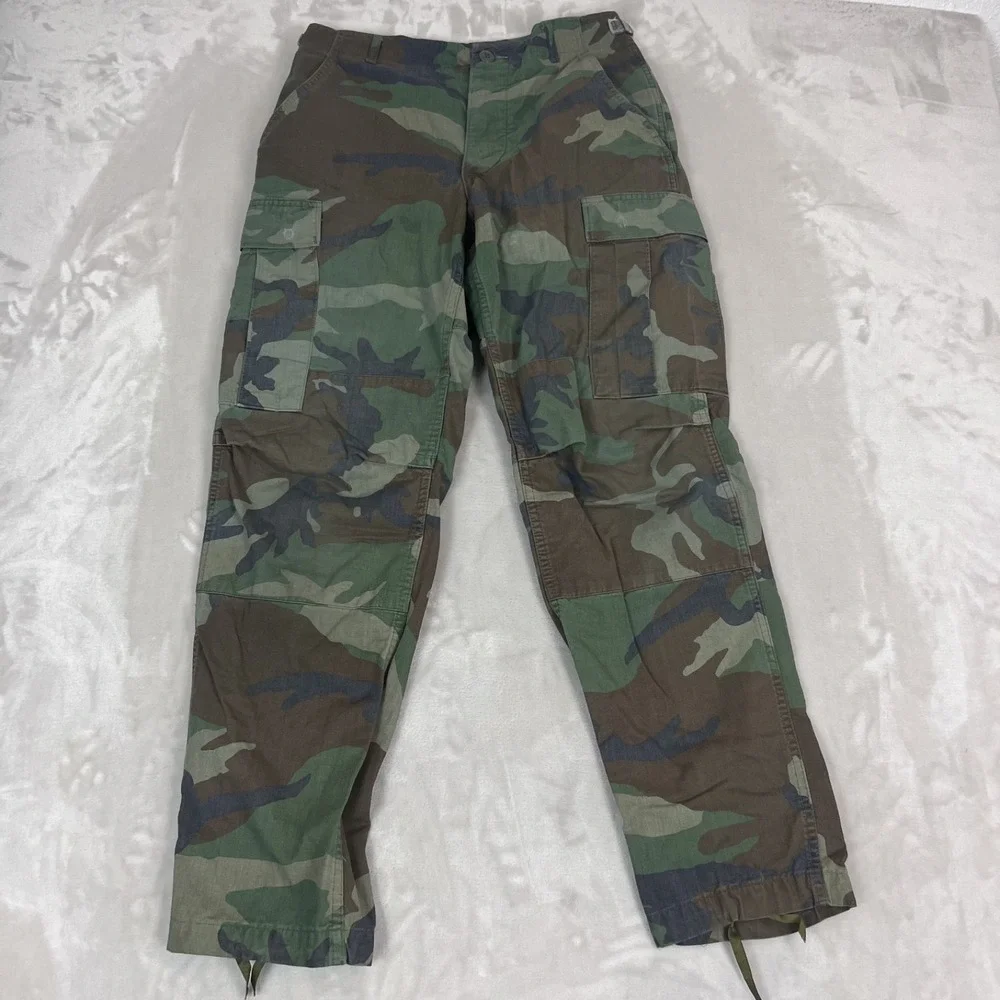 Military Woodland Camo Pants Small Cargo Grunge Utility Tactical Gorpcore Y2K‎